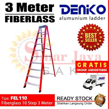 Tangga Fiberglass 10 Step - 3 Meter Denko FEL110 Tangga PLN Lipat 3 M
