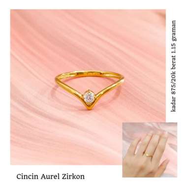 cincin wanita model aurel zirkon elegan dan stylish emas asli
