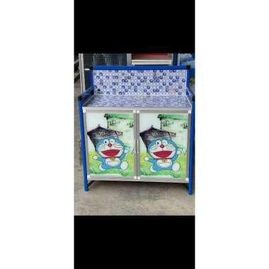 (GRATIS MASKER) Rak Kompor + Rak Piring Almunium Kaca Keramik 2Pintu Tiang SUPER Tebal Kokoh Kuat Mo
