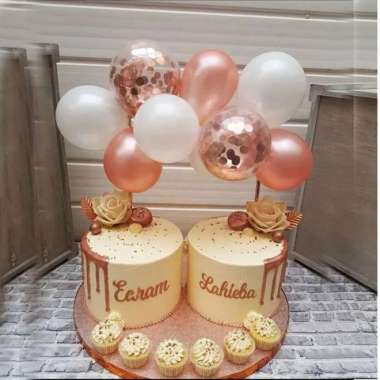 Colorful Balloon Cake Topper Decoration Dekorasi Balon Conffeti 1 Set