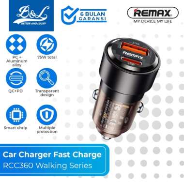 REMAX RCC360 Charger Mobil Dual Port PD+QC 75W Fast Charging WALKING