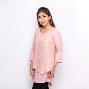 Nawa Blouse Print Warna Pink & Gold Pink-Gold, L