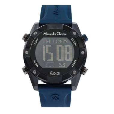 JAM TANGAN PRIA ALEXANDRE CHRISTIE AC 9372 / AC9372 RUBBER ORIGINAL BLACK BLUE NAVY