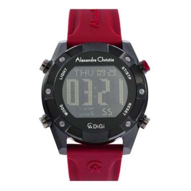 JAM TANGAN PRIA ALEXANDRE CHRISTIE AC 9372 / AC9372 RUBBER ORIGINAL BLACK RED