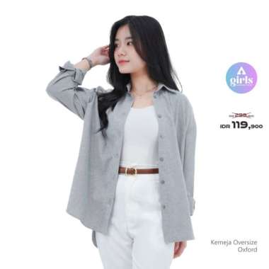 Aerostreet Kemeja Oxford Panjang Oversize Ocha Black Woman QFA1A XL