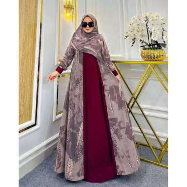 Aurora Gamis Set Hijab - One Set Wanita Crinkle Airflow Kombinasi Ceruti Babydoll Setelan Wanita Gam