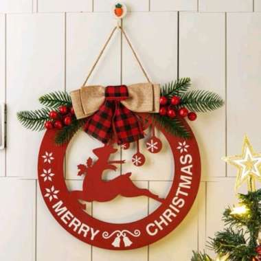 Ornamen Natal Gantungan Pintu Hiasan Dinding Korean Christmas Style