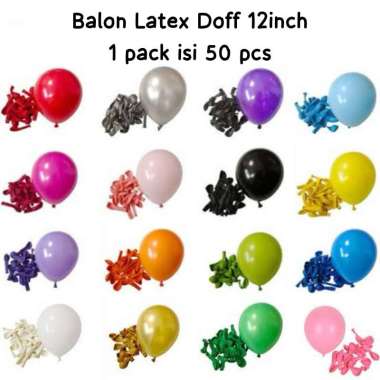 TERMURAH Isi 50pcs Per Pack Balon Latex Karet Doff Metalik Aneka Warna Metalik Hitam