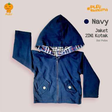 PLEU Jaket 2 IN 1 Kotak | Jaket Anak Laki Laki Perempuan Usia 6 Bulan-3 Tahun 18 bulan Navy