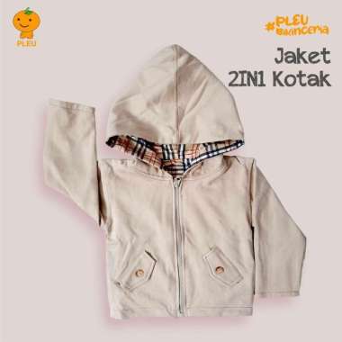 PLEU Jaket 2 IN 1 Kotak | Jaket Anak Laki Laki Perempuan Usia 6 Bulan-3 Tahun 12 bulan Khaki