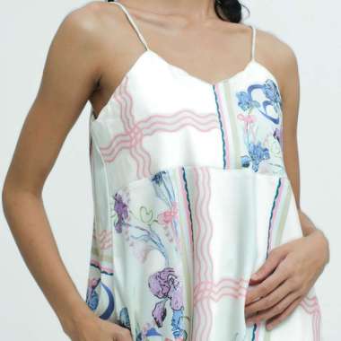 RTW Studio Kamisol Wanita Print Mariana Ribbon White Ivory L