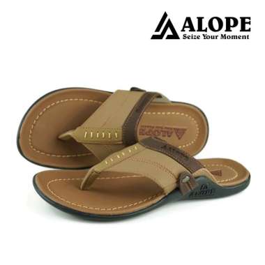 MIVASO Sandal kulit japit H 17 sandal cowok ukuran 39 sampai 43 40 COKLAT MUDA