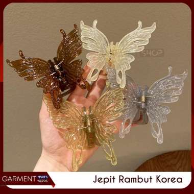 Jepit Rambut Kupu Aksesories Wanita Fashion Korean Estetik Jelly Butterfly Import High Quality GOLD