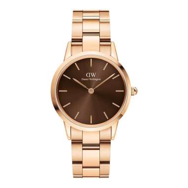 Jam Tangan Unisex Daniel Wellington Iconic Link DW00100461 Brown Dial Rose Gold Stainless Steel Stra