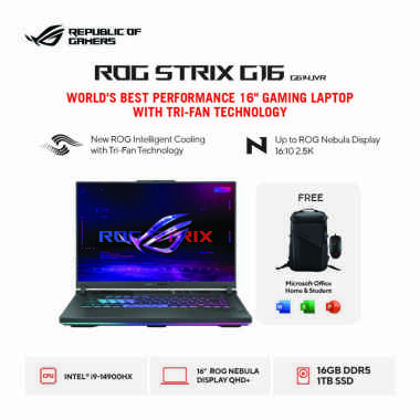 Asus ROG Strix G16 G614JVR-I946C6G-O (Intel Core i9/DDR5 16GB/1TB SSD/Windows 11 Home/NVIDIA GeForce RTX 4060 Laptop GPU) - Eclipse Gray