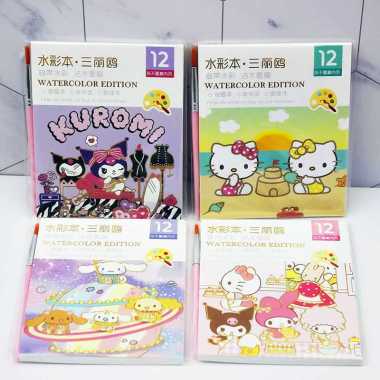 Buku Gambar Lukis Anak Sanrio Cat Air Buku Cat Mewarnai Watercolour Painting - Buku Gambar Anak Luki
