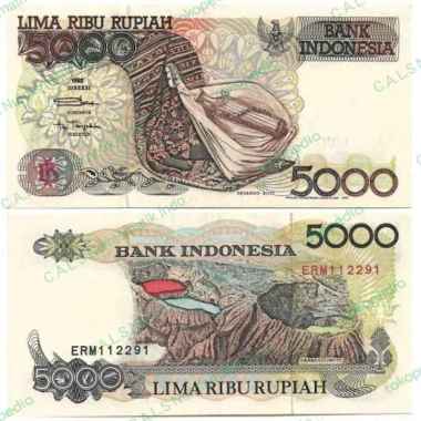 Uang Kuno 5000 Rupiah 1992 Sasando UNC Multivariasi Multicolor