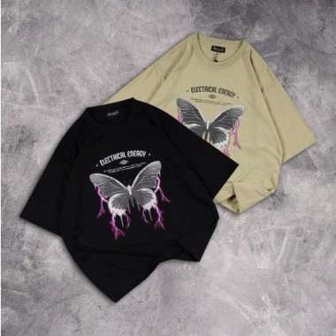 KAOS BANYAK MOTIF / KAOS OVERSIZE / KAOS UNISEX Hitam Kupu ~kupu