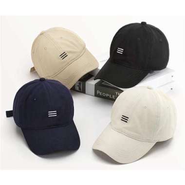 READY 4 WARNA FAVORIT Topi Garis Tiga Pria Wanita Unisex Distro Original Bahan Drill Topi Baseball W