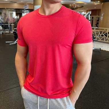 KAMB DESAIN ASLI KAOS OLAHRAGA PRIA DRY FIT HITAM merah XXXL