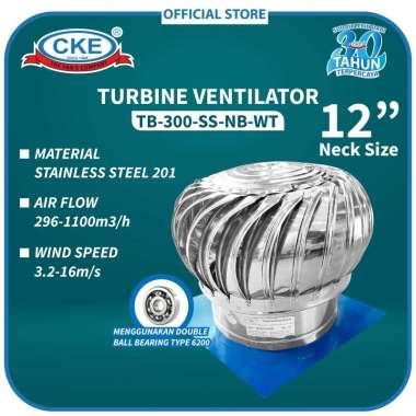 Turbin Ventilator 12 Inch Turbine Roof Ventilasi Atap Rumah Pabrik 12"
