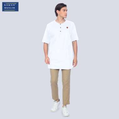Kawan Muslim - Baju Koko Dewasa Premium Bahan Katun Lengan Pendek Baju Koko Putih XL Putih