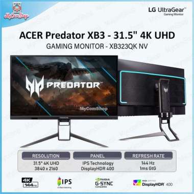 ACER PREDATOR XB323QK NV GAMING MONITOR 31.5-INCH 4K UHD IPS 144HZ G-SYNC COMPATIBLE