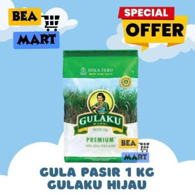 Gula GULAKU HIJAU 1kg | Gula Pasir Premium Kemasan Dus Pcs Pak 1 kg |