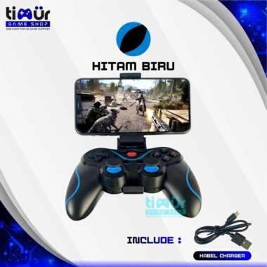 Stik Stick Gamepad Wireless Joystick Bluetooth HP PC Laptop Android X3 PRO Hitam Biru