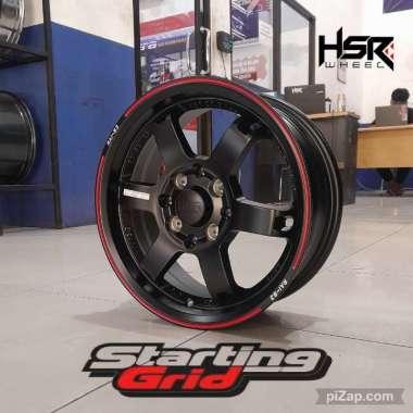 Velg HSR R15 Untuk Mobil Brio, Cayla, Agya, Avanza, Livina, Vios, Valco - Pelek palang black Ring 15
