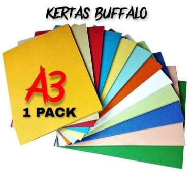 Kertas Buffalo 230 GSM UKURAN A3 42X29,7CM HIJAU,MERAH,CREAM,BIRU BIRU