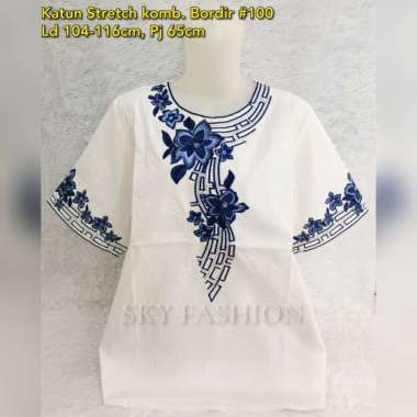 BLOUSE KATUN BORDIR WANITA/BAJU ATASAN WANITA #173 - Putih Putih