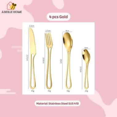 Sendok WESTIN Garpu Makan Set Cutlery Set INS Style Aesthetic Estetik Cantik 4 pcs Gold