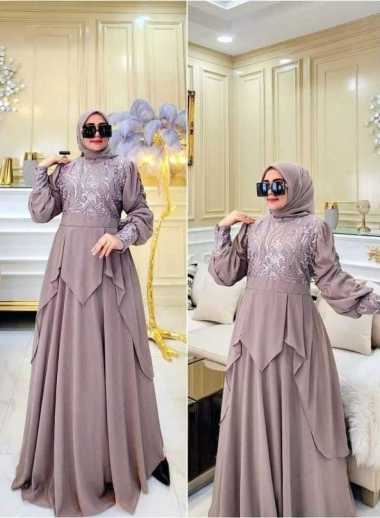 Queenna Dress - gamis Kondangan Brukat Mewah - Baju Bridesmaid - Bjau Kondangan Wanita MILO