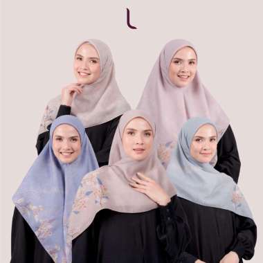 Elzatta Hijab Jilbab Kerudung Scarf Segi Empat Motif Premium Obelia Series Freesia Ungu