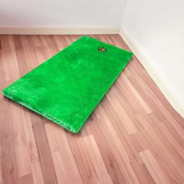 Sajadah Bulu Rasfur 115x65x5cm motif premium lebih tebal LP Hijau daun