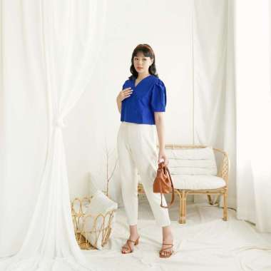 Nuboutique - Collete Top - Blus Crop Katun Korea Style BLUE