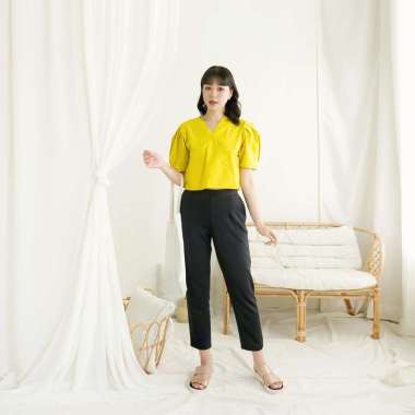 Nuboutique - Collete Top - Blus Crop Katun Korea Style YELLOW