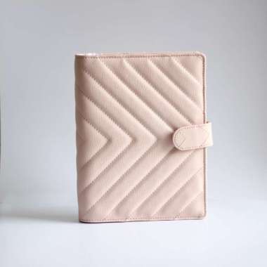 Paperie Lab - Leather Binder A5 6 rings Binder Kulit chevron - light pink
