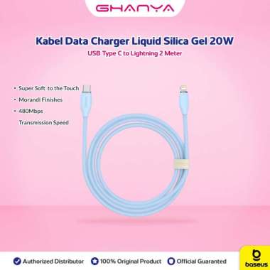Baseus Kabel Data Charger Liquid Silica Gel 20W Type C to Lightning 2 Meter Original PD Fast Chargin