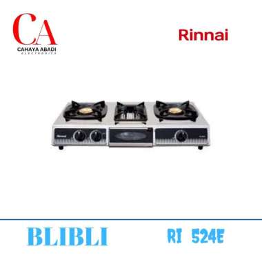 KOMPOR GAS RINNAI 3 TUNGKU RI 524E RI 524 E RI-524E RI524E KOMPOR RINNAI STEINLESS