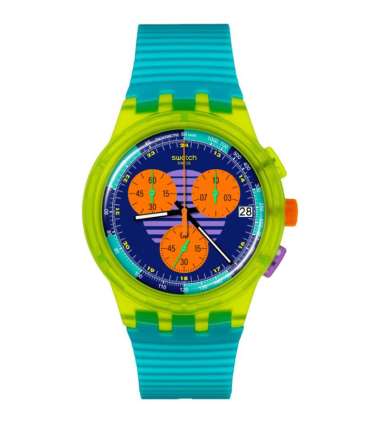 SWATCH SUSJ404 NEON WAVE Jam Tangan Unisex Analog Chronograph Swiss