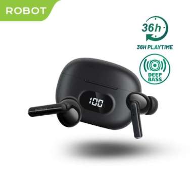 Earphone TWS Robot Wireless Earphone Airbuds T70 Original TWS Deep Bass Bluetooth Hitam