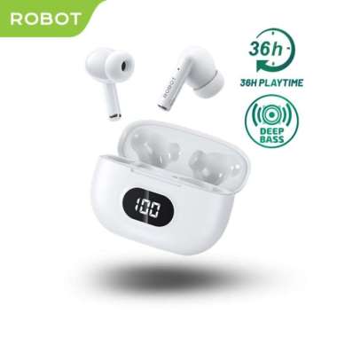 Earphone TWS Robot Wireless Earphone Airbuds T70 Original TWS Deep Bass Bluetooth Putih