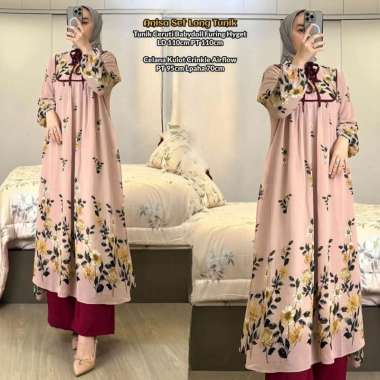Anisa Set Long Tunik - One Set Wanita Tunik Ceruti Babydoll Baju Setelan Kekinian Celana Kulot All S