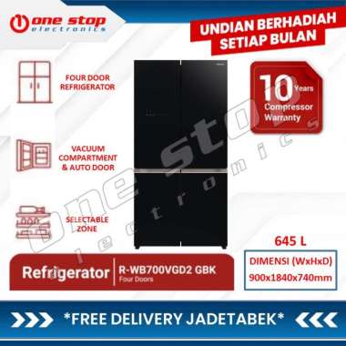 [GARANSI RESMI] HITACHI RWB700VGD2 / R-WB700VGD2 GBK Kulkas Multi Door 4 Pintu 645L