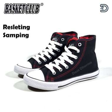 Sepatu Basket Club Resleting Anak Laki Laki Sekolah SD Tinggi Tali Hitam Merah Putih Size 31 - 36 32