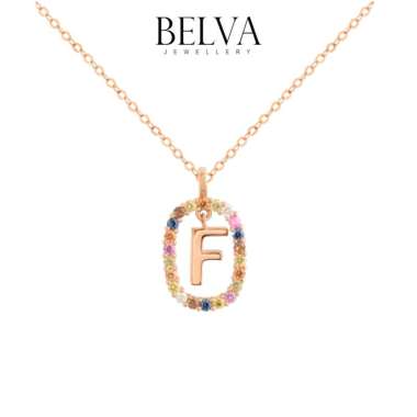 Kalung Berlian Inisial F - Kalung Huruf Sapphire - Belva Jewellery - TBANKAU2295 White Gold