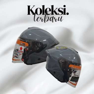 HELM INK TERRA 2 GORILLA GREY GLOSY DOUBLE VISOR/ HELM HALF FACE INK ORIGINAL L