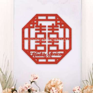 CUSTOM NAMA SHUANG XI HEXAGON / BACKDROP SANGJIT / DOUBLE HAPPINESS 80